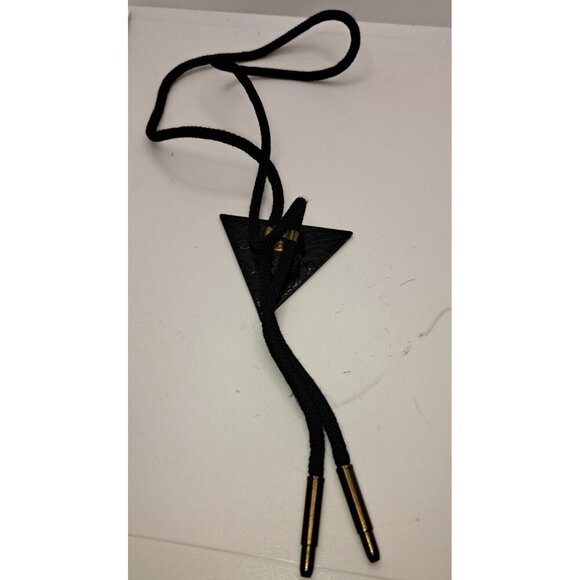 Unisex Bolo Tie Black Brown Abstract Triangle Pattern - Picture 2 of 3